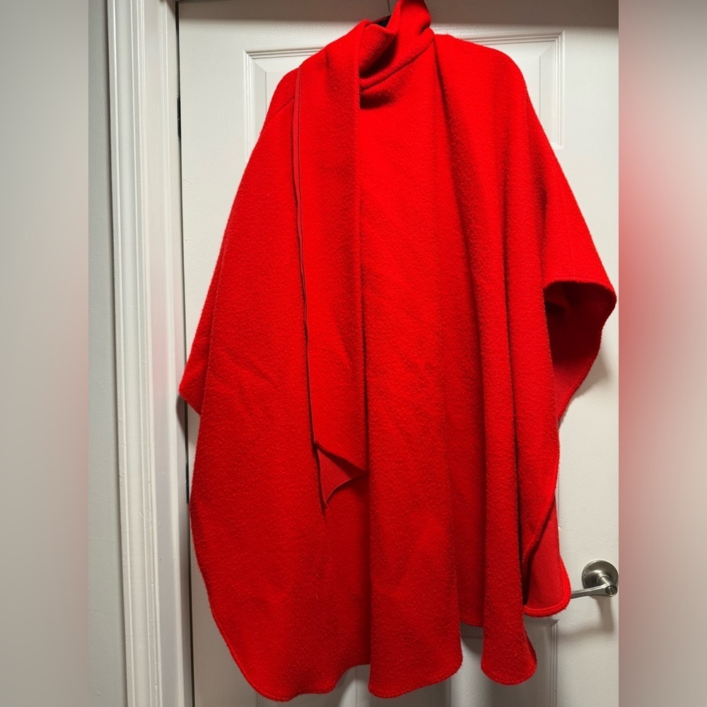 Vibrant Red Cape Poncho